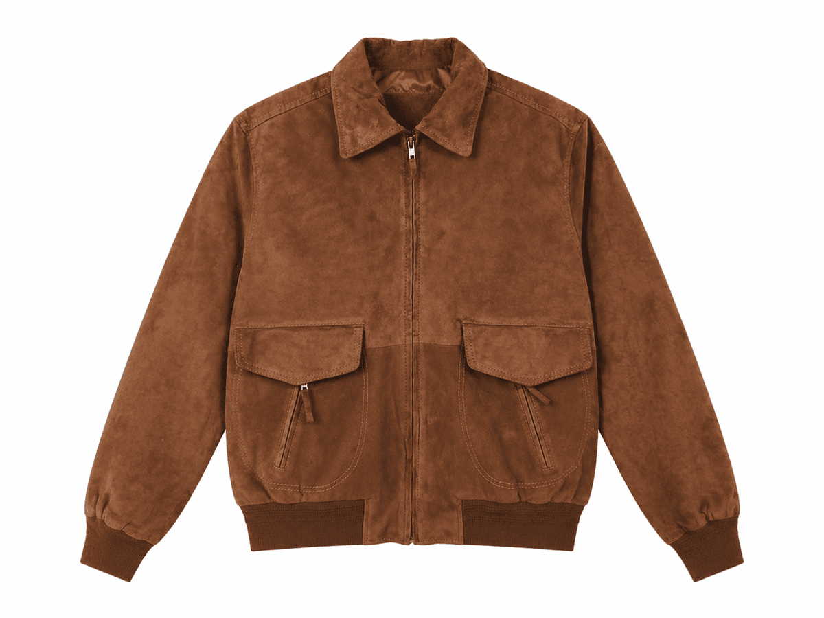 Suede – Cognac Zipper Polo with Leather Collar